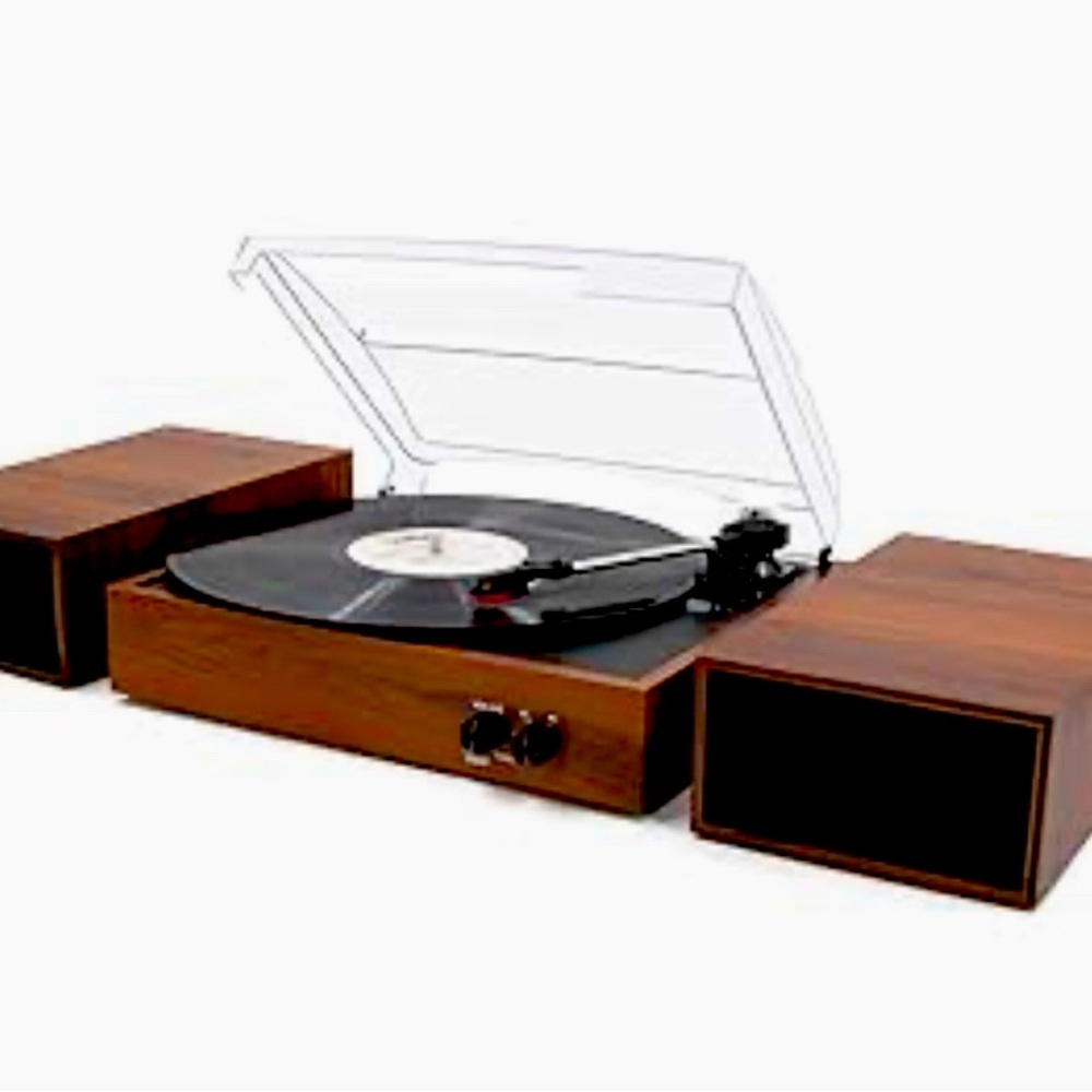 Wireless Vintage Turntable with Stereo Bookshelf Speakers